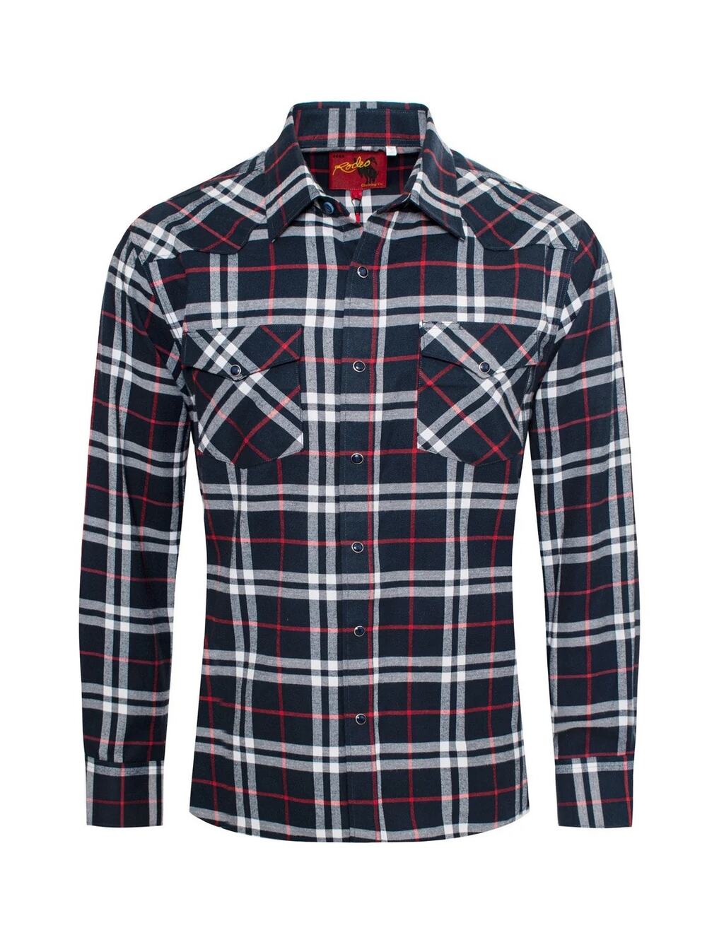 NWT RCCO Rodeo Clothing Cotton plaid flannel snap long sleeve top